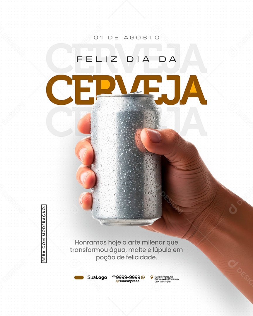 Dia Internacional da Cerveja 01 de Agosto Social Media PSD Editável