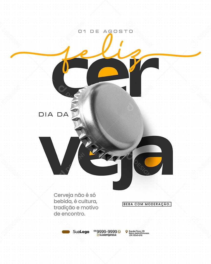 Dia Internacional da Cerveja 01 de Agosto Social Media PSD Editável