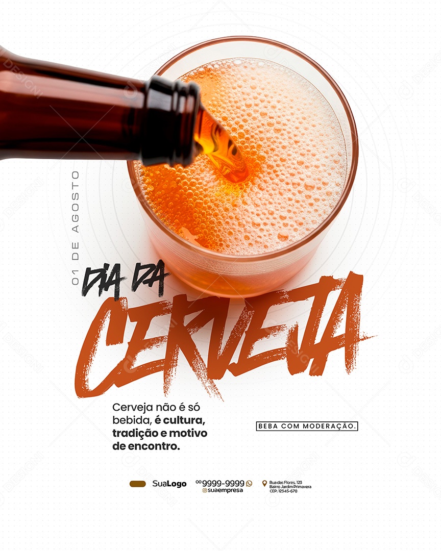 Dia Internacional da Cerveja 01 de Agosto Social Media PSD Editável