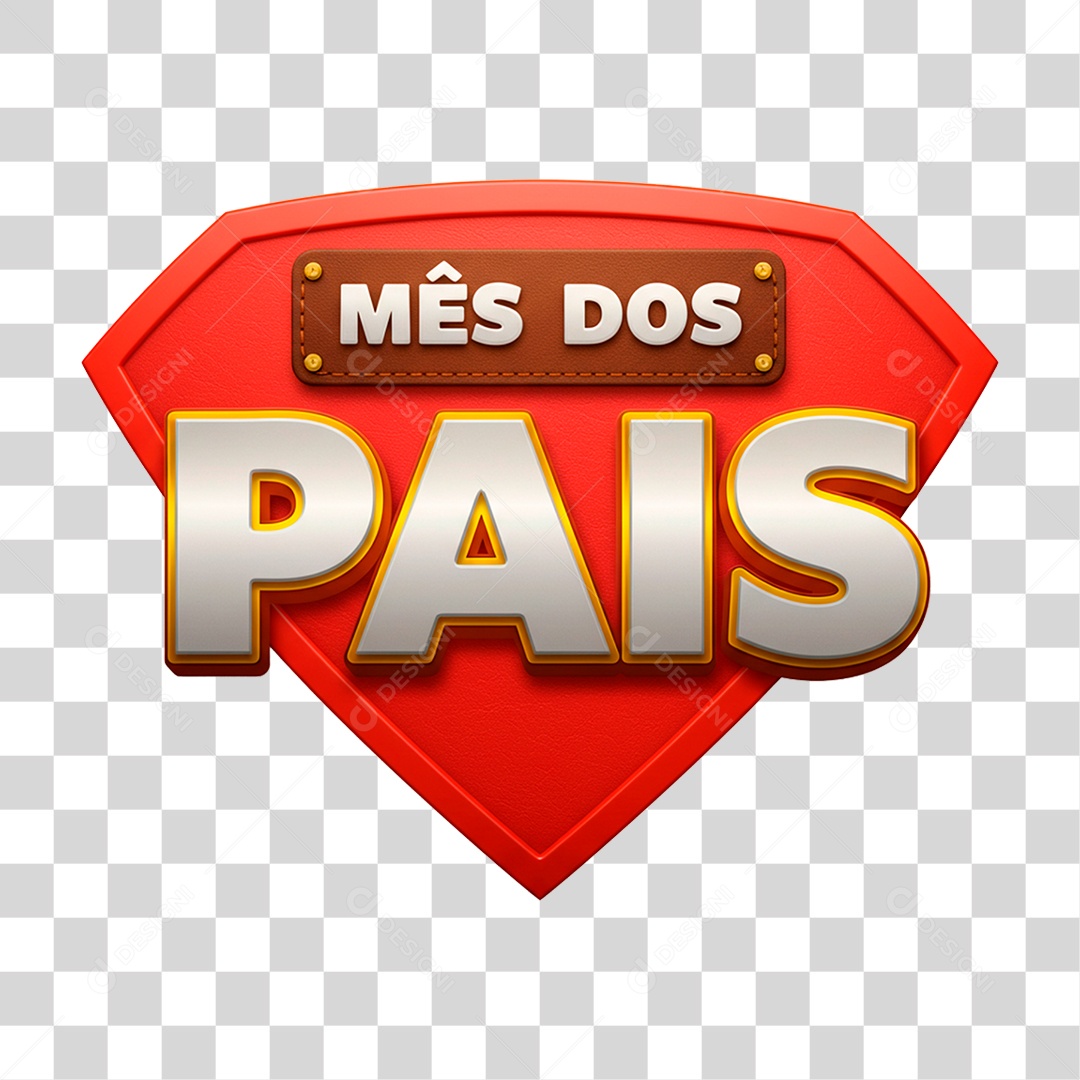 Selo 3D Mês dos Pais PNG Transparente