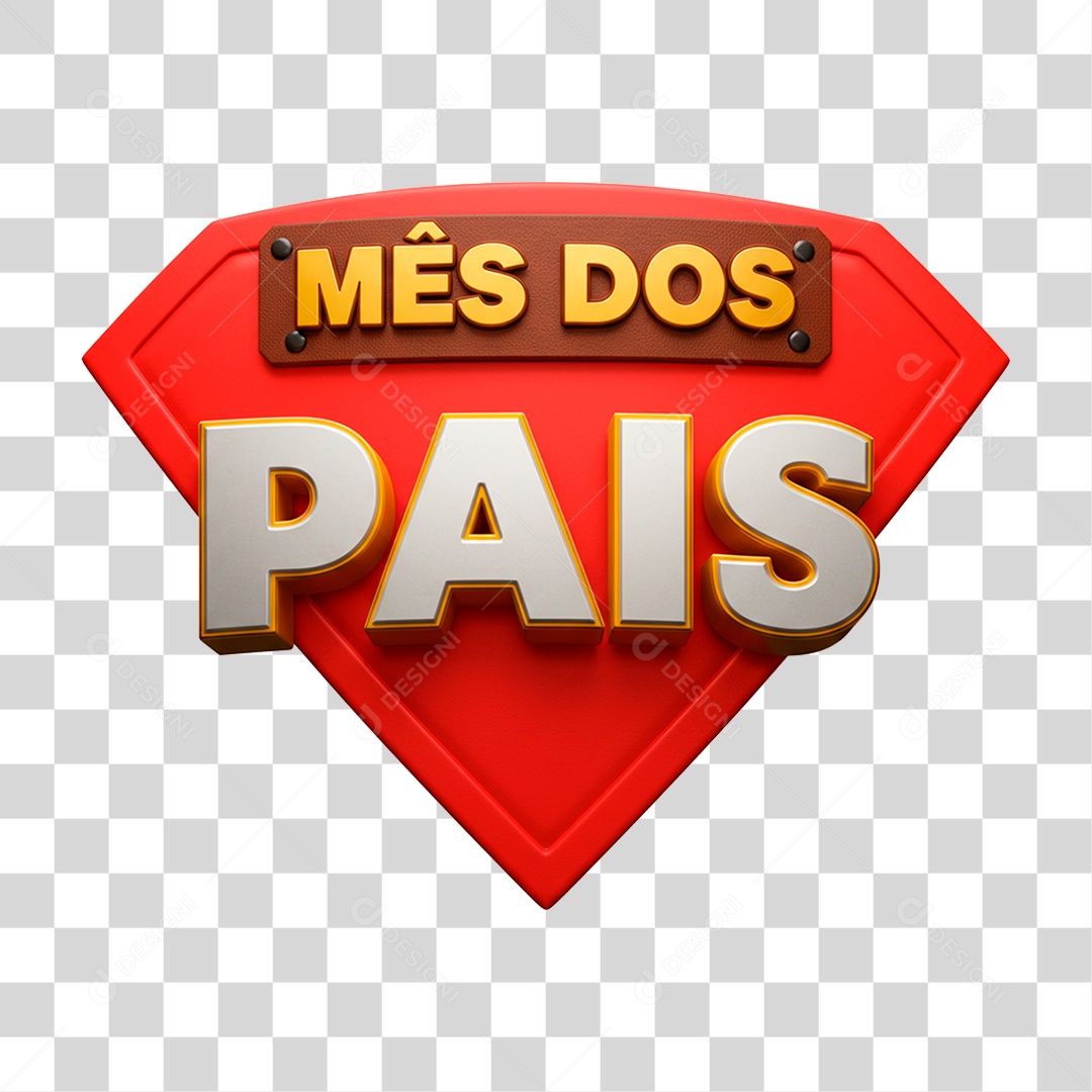 Selo 3D Mês dos Pais PNG Transparente