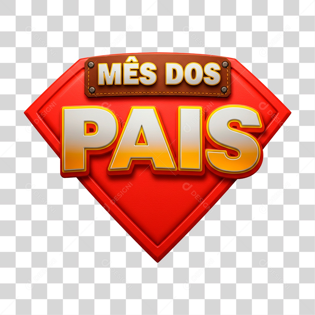 Selo 3D Mês dos Pais PNG Transparente