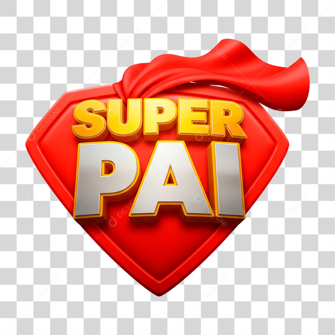 Selo 3D Super Pai para Composição PNG Transparente
