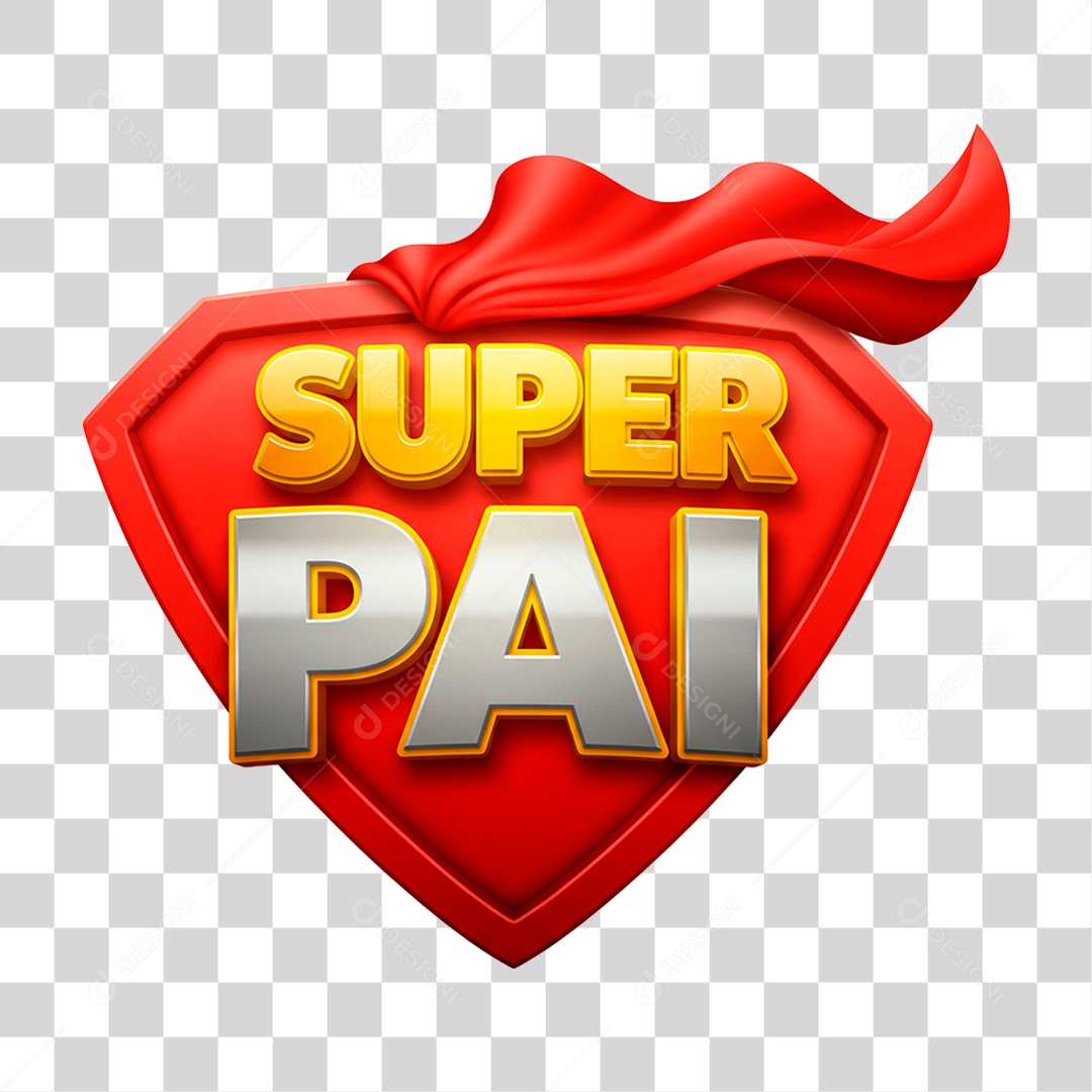 Selo 3D Super Pai para Composição PNG Transparente