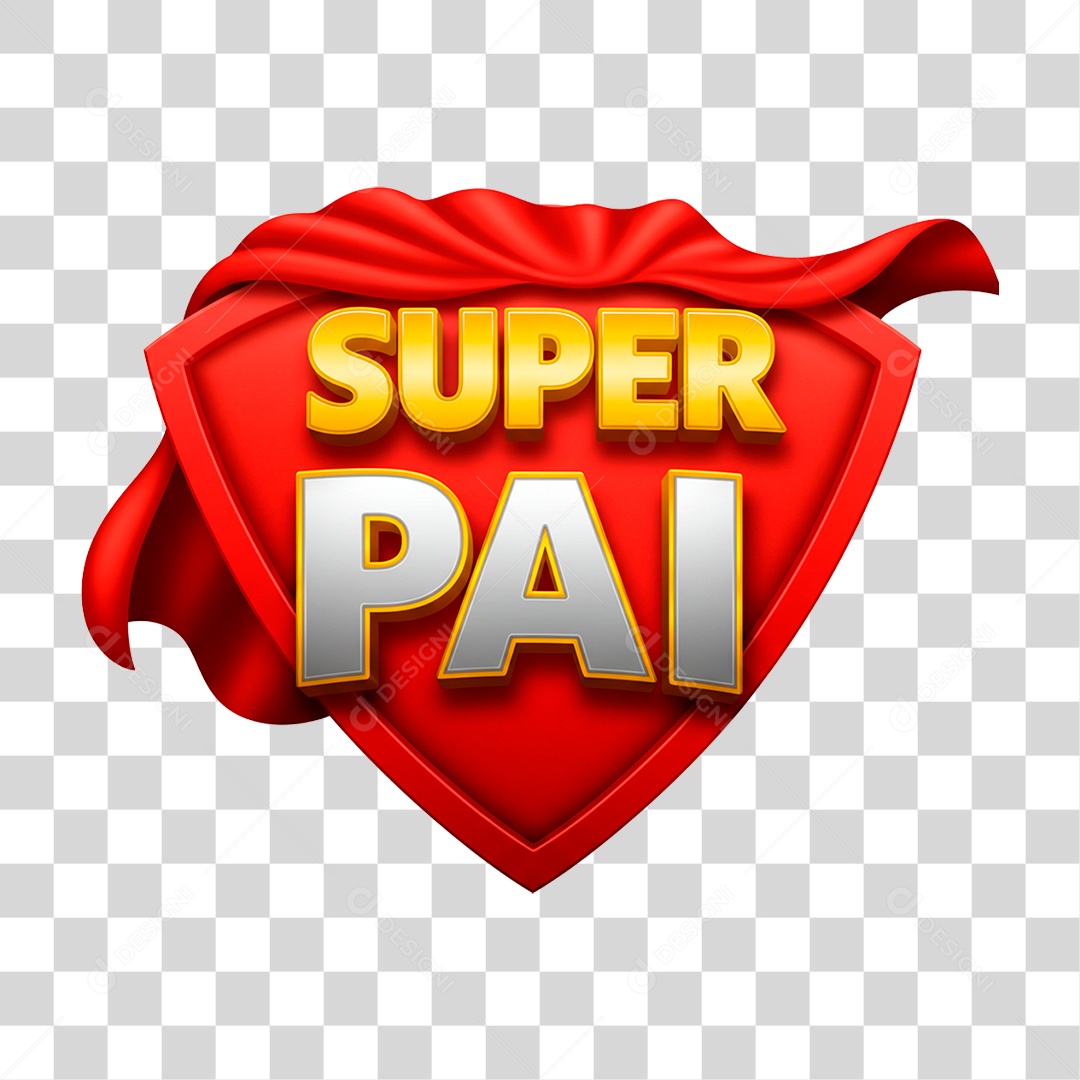 Selo 3D Super Pai para Composição PNG Transparente