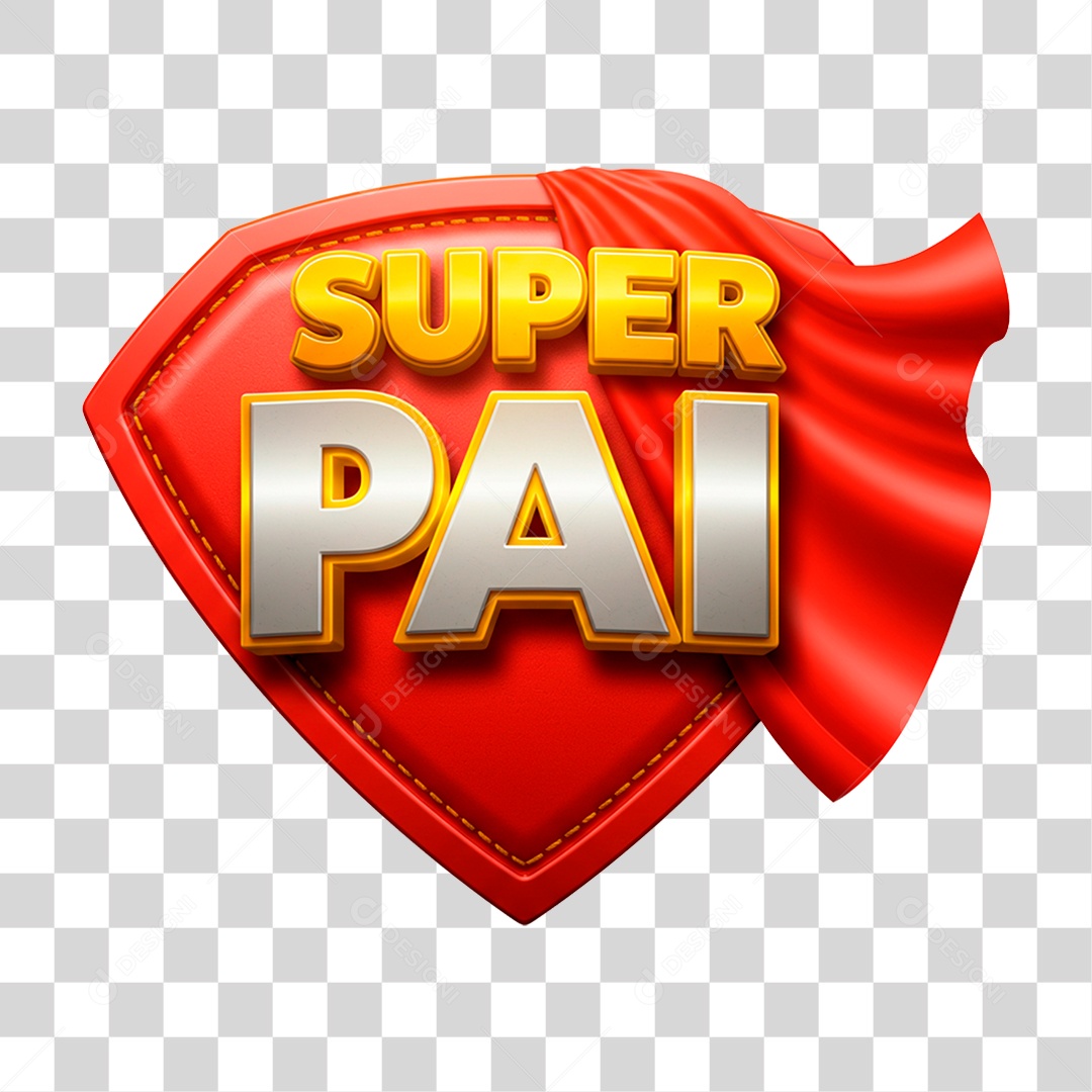 Selo 3D Super Pai para Composição PNG Transparente
