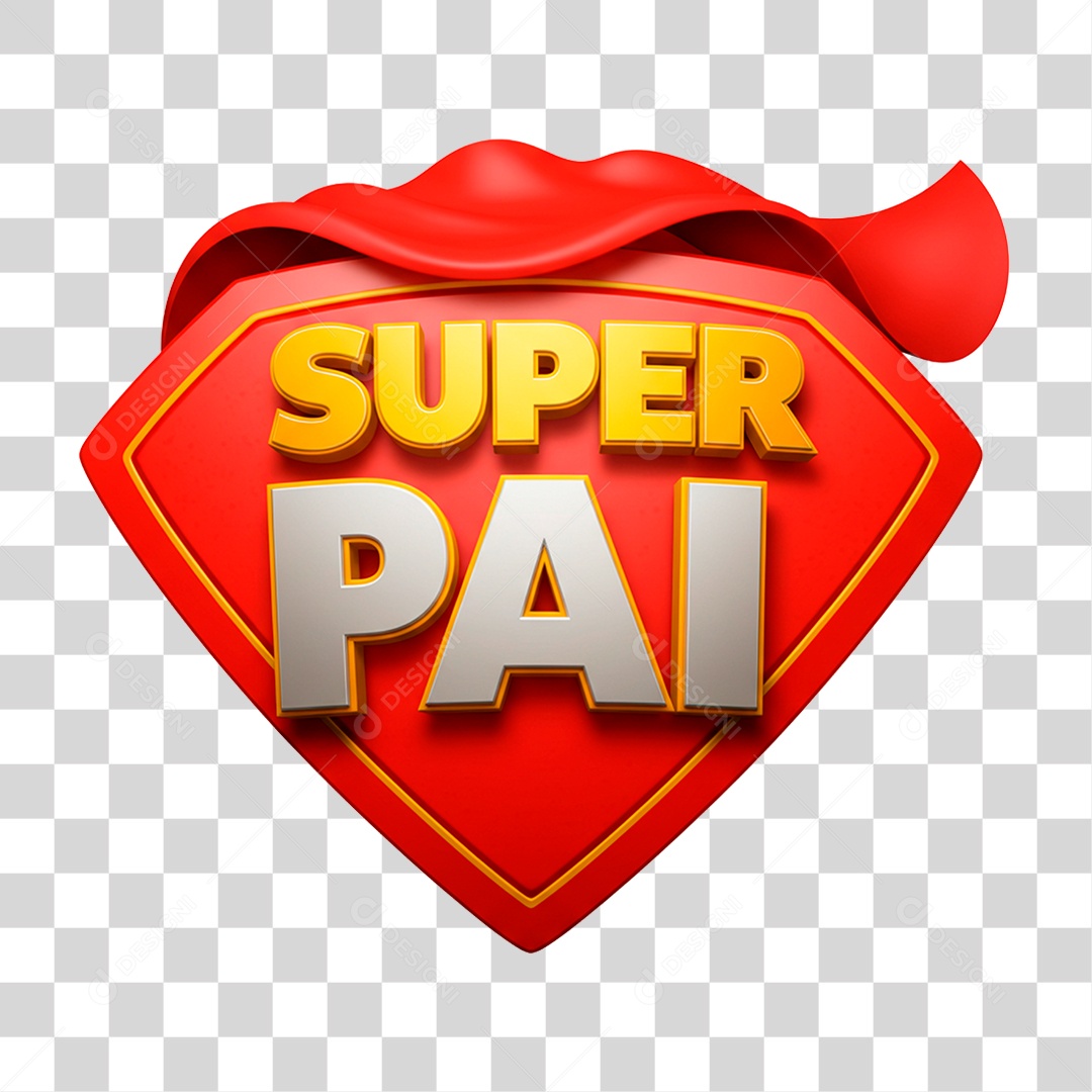 Selo 3D Super Pai para Composição PNG Transparente