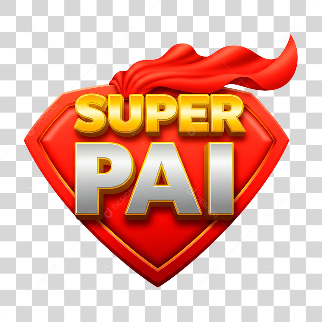 Selo 3D Super Pai para Composição PNG Transparente