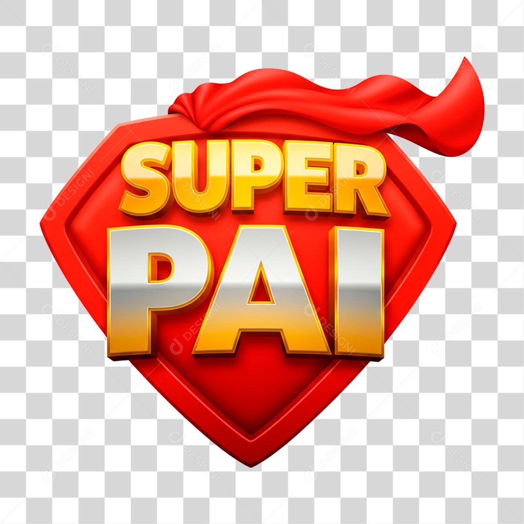 Selo 3D Super Pai para Composição PNG Transparente