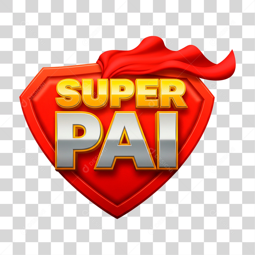 Selo 3D Super Pai para Composição PNG Transparente