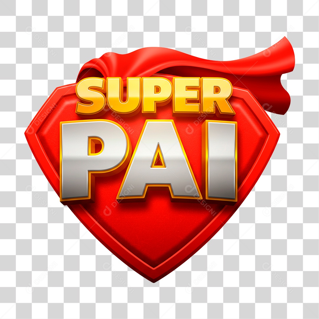 Selo 3D Super Pai para Composição PNG Transparente