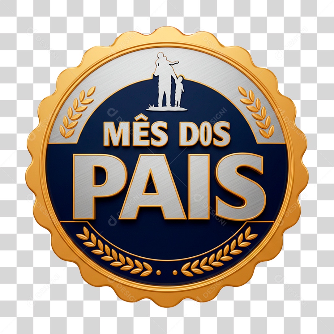 Selo 3D Mês dos Pais PNG Transparente