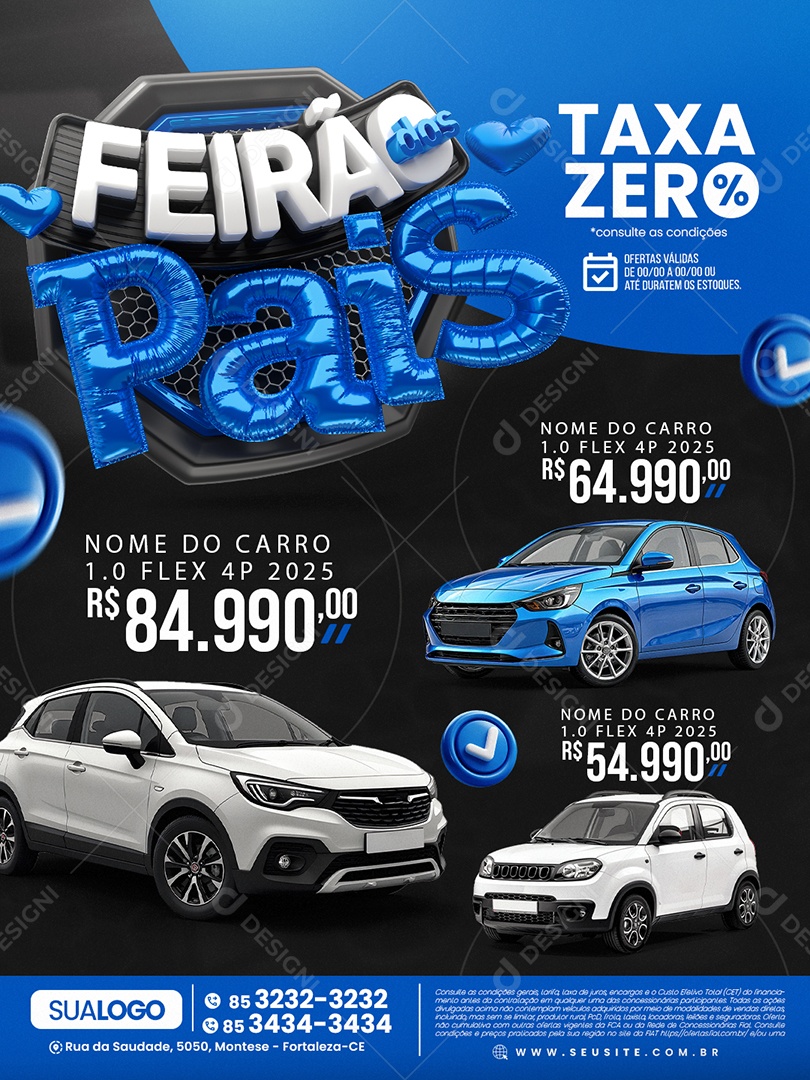 Tabloide Pais Concessionária Taxa Zero Social Media PSD Editável