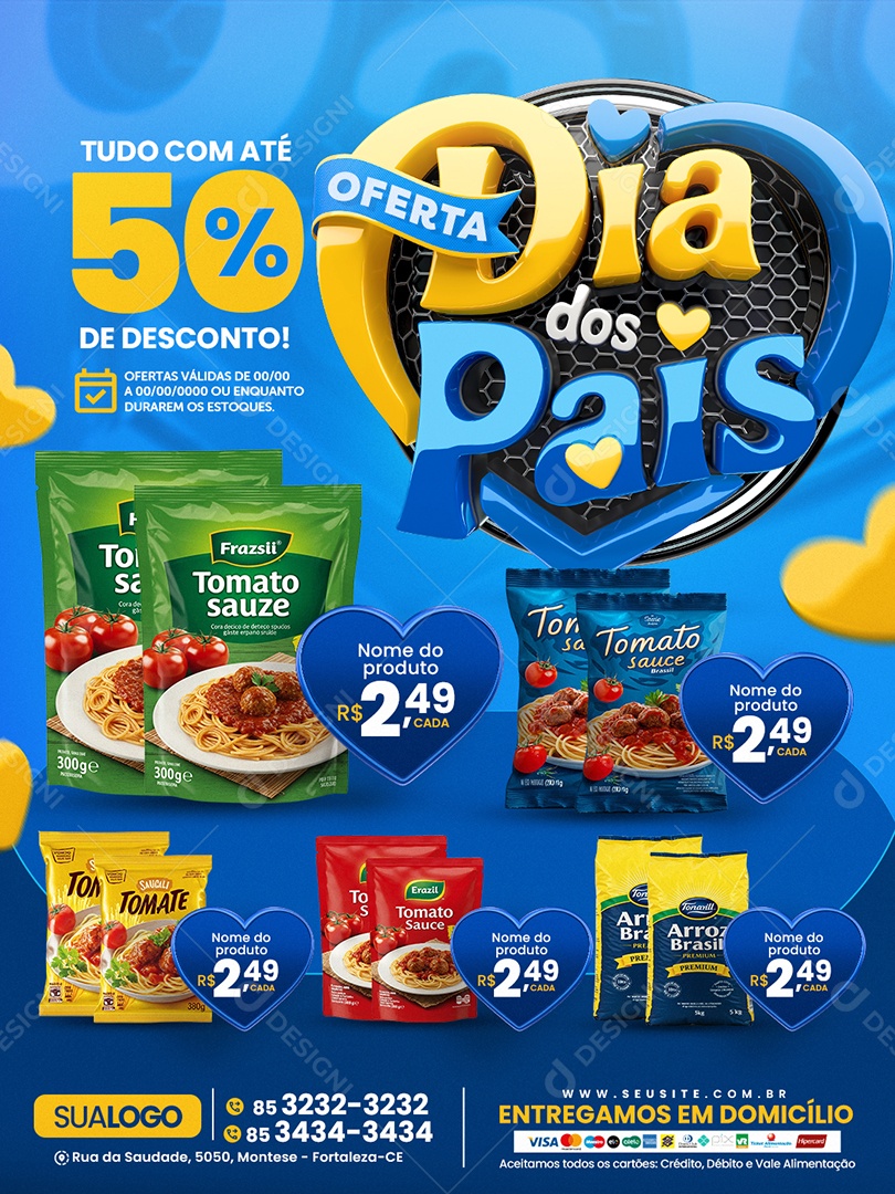 Tabloide Pais Mercado Tudo com Até 50% de Desconto Social Media PSD Editável