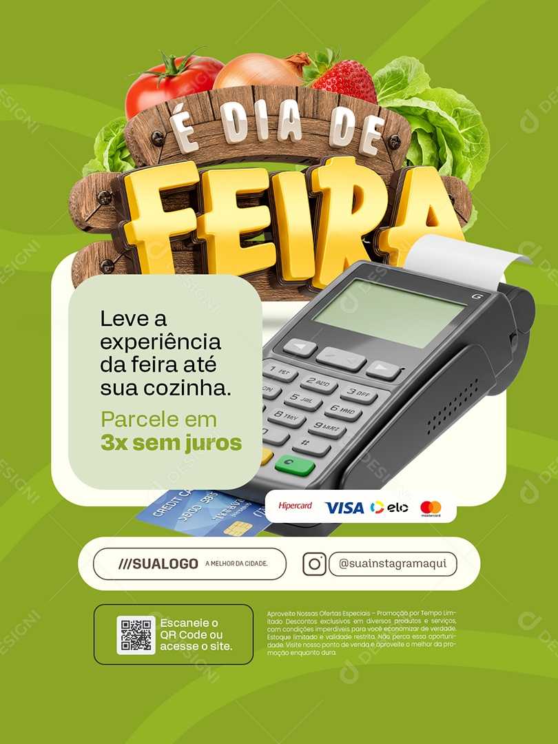 É Dia de Feira Leve a Experiência da Feira Até sua Cozinha Social Media PSD Editável