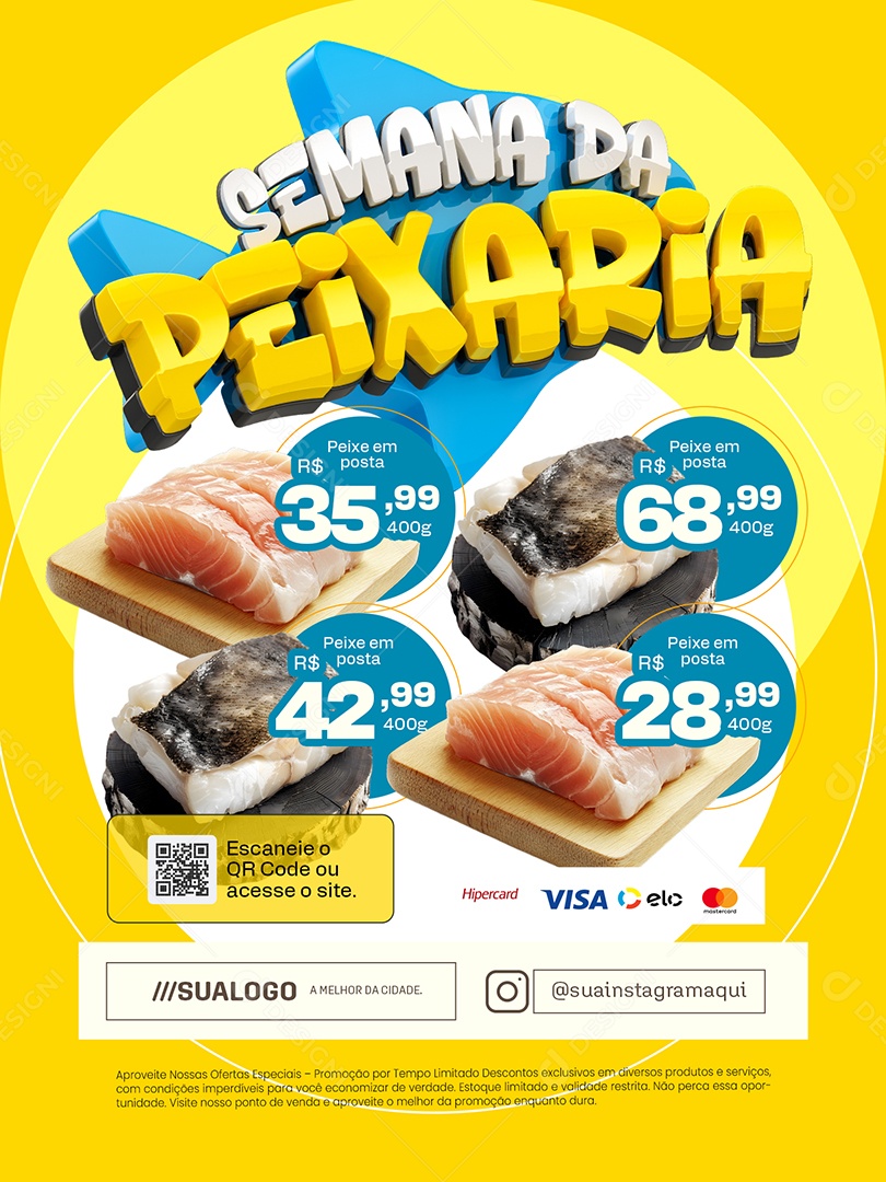 Semana da Peixaria Encarte Peixes em Posta Social Media PSD Editável