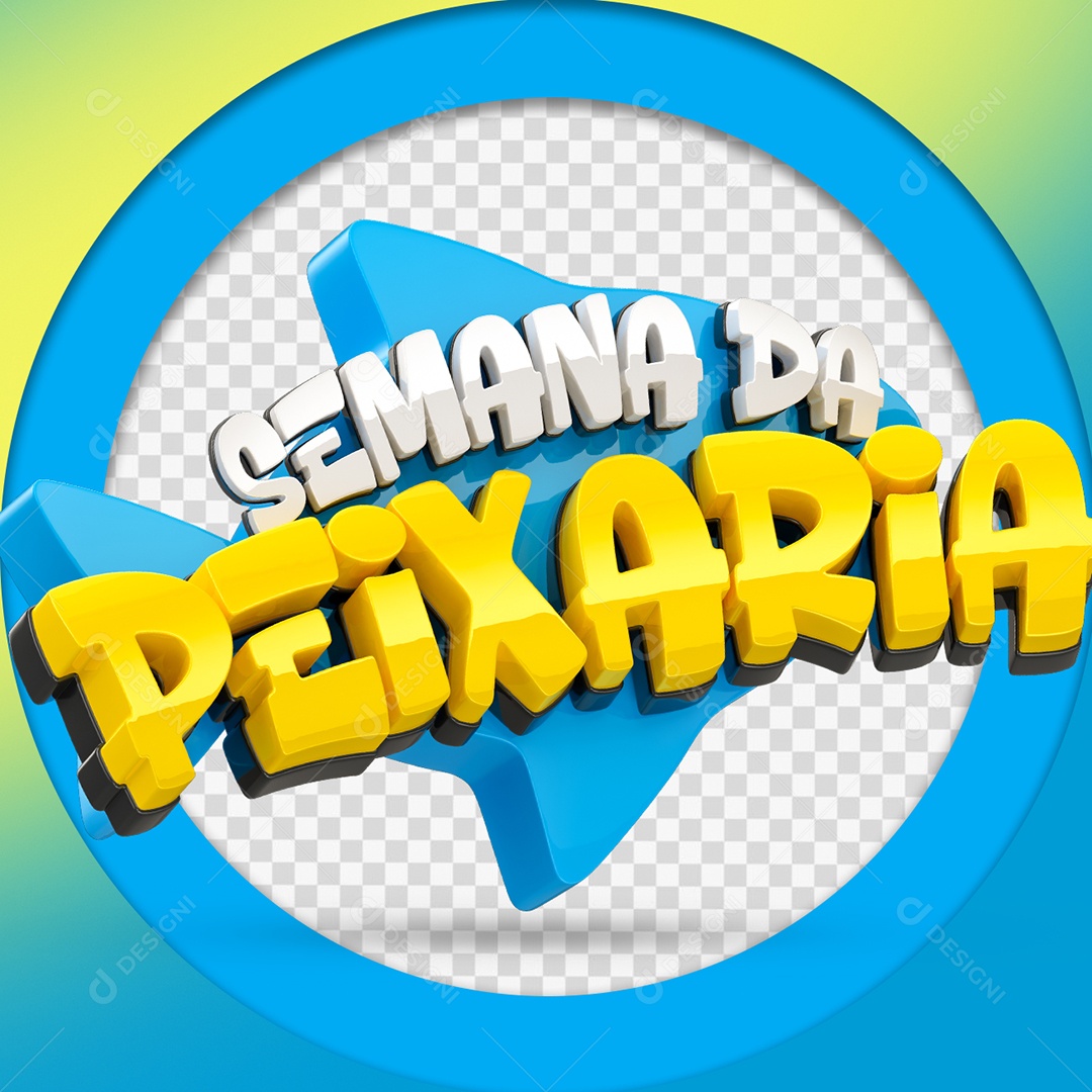 Semana da Peixaria Selo 3D para Composição PSD