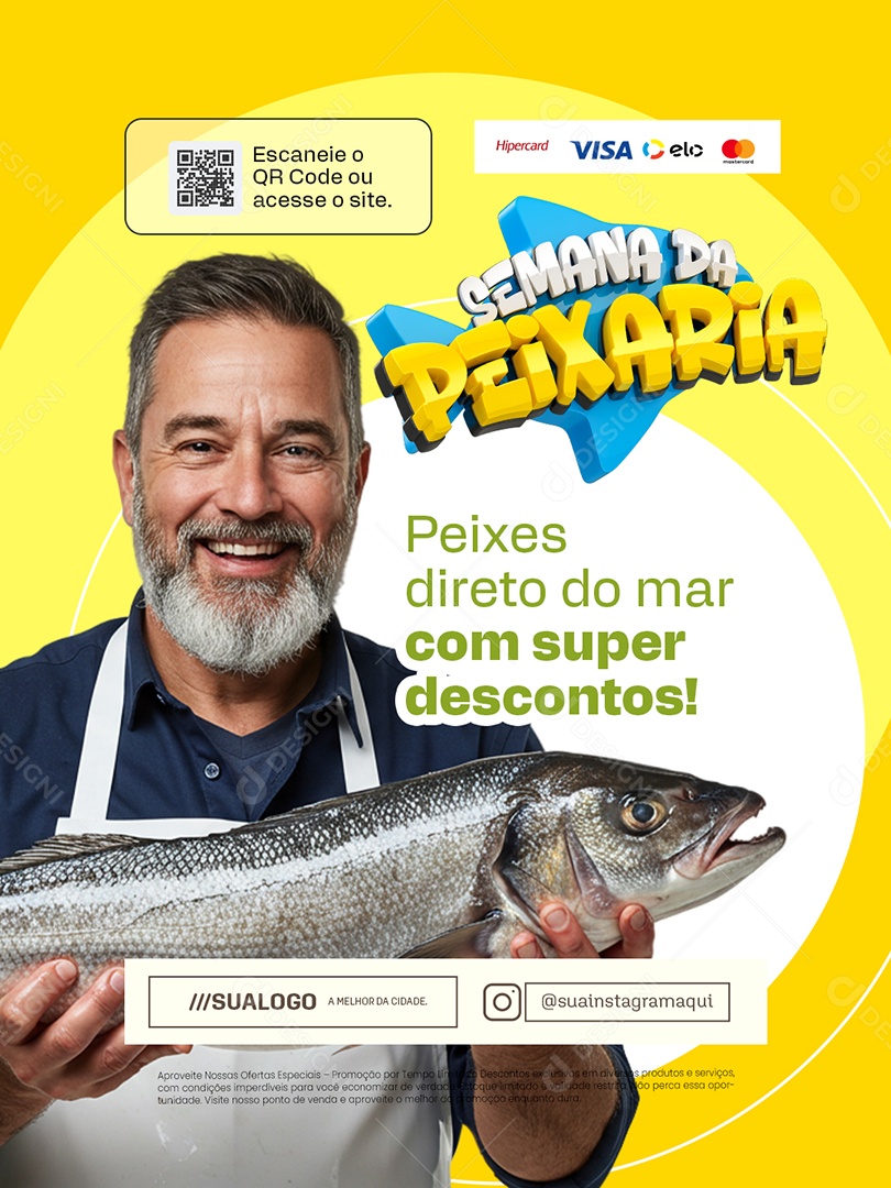 Semana da Peixaria Peixes Direto do Mar Social Media PSD Editável