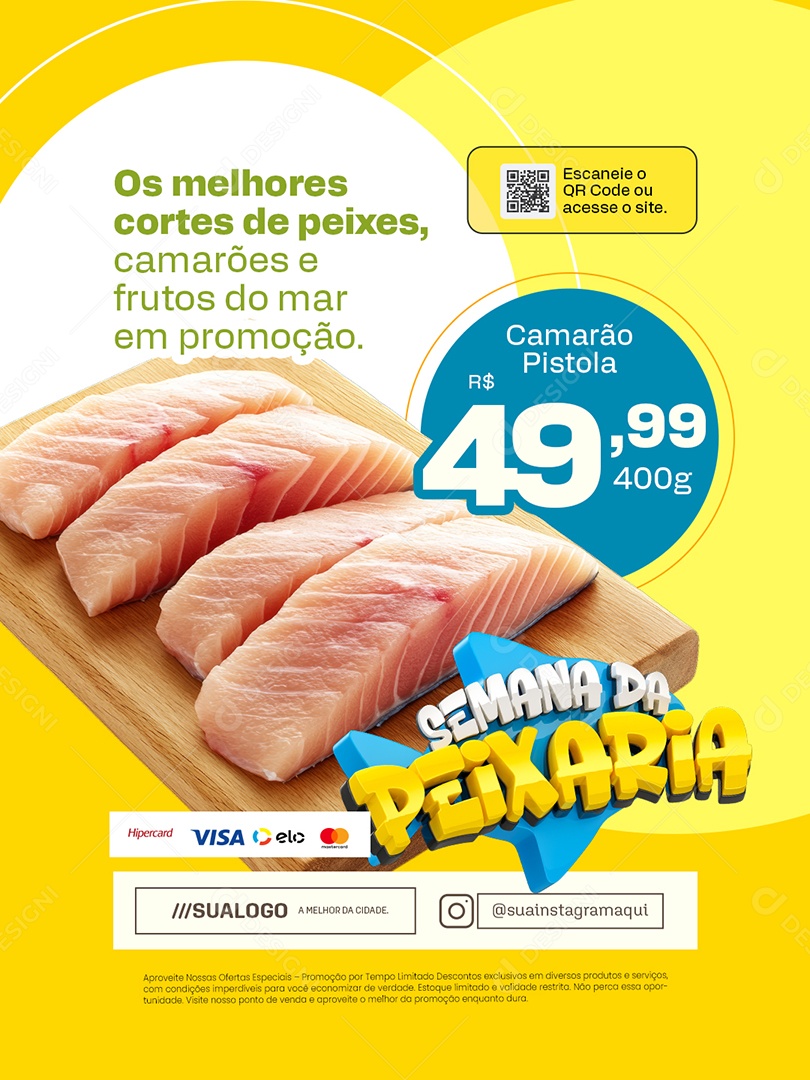Semana da Peixaria Os Melhores Cortes de Peixes Social Media PSD Editável