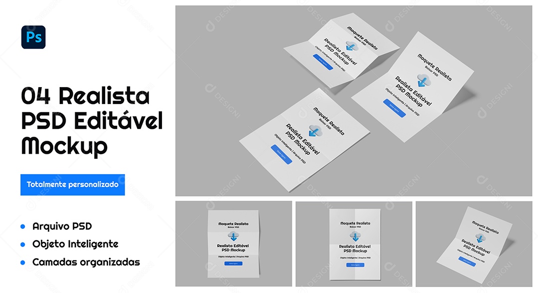 Mockup Papel A4 PSD Editável