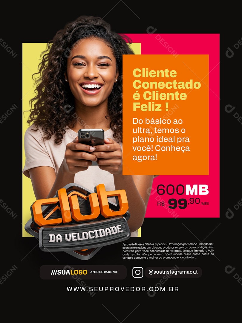 Club da Velocidade Provedor de Internet Cliente Conectado Social Media PSD Editável