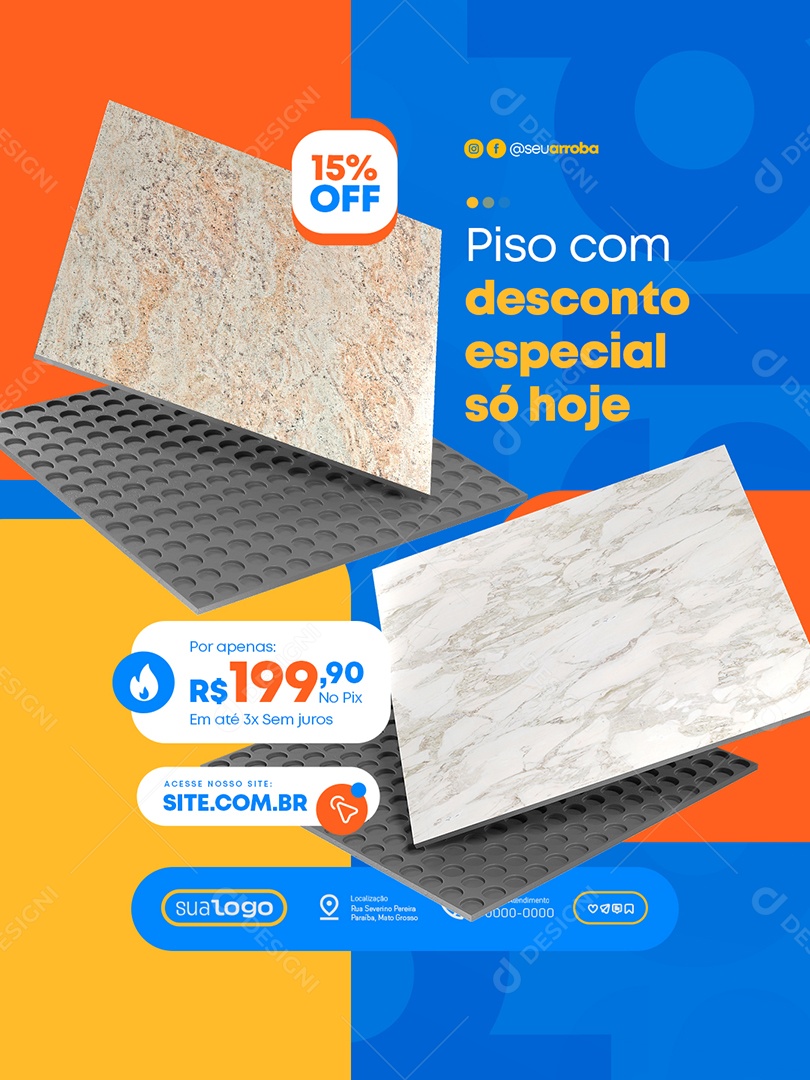 Loja de Pisos com Desconto Especial Social Media PSD Editável