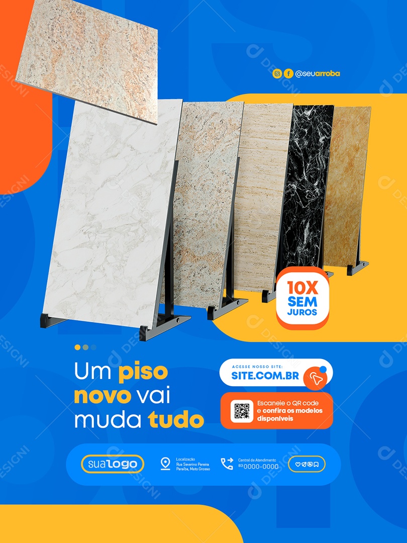 Loja de Pisos Um Piso Novo Vai Muda Tudo Social Media PSD Editável