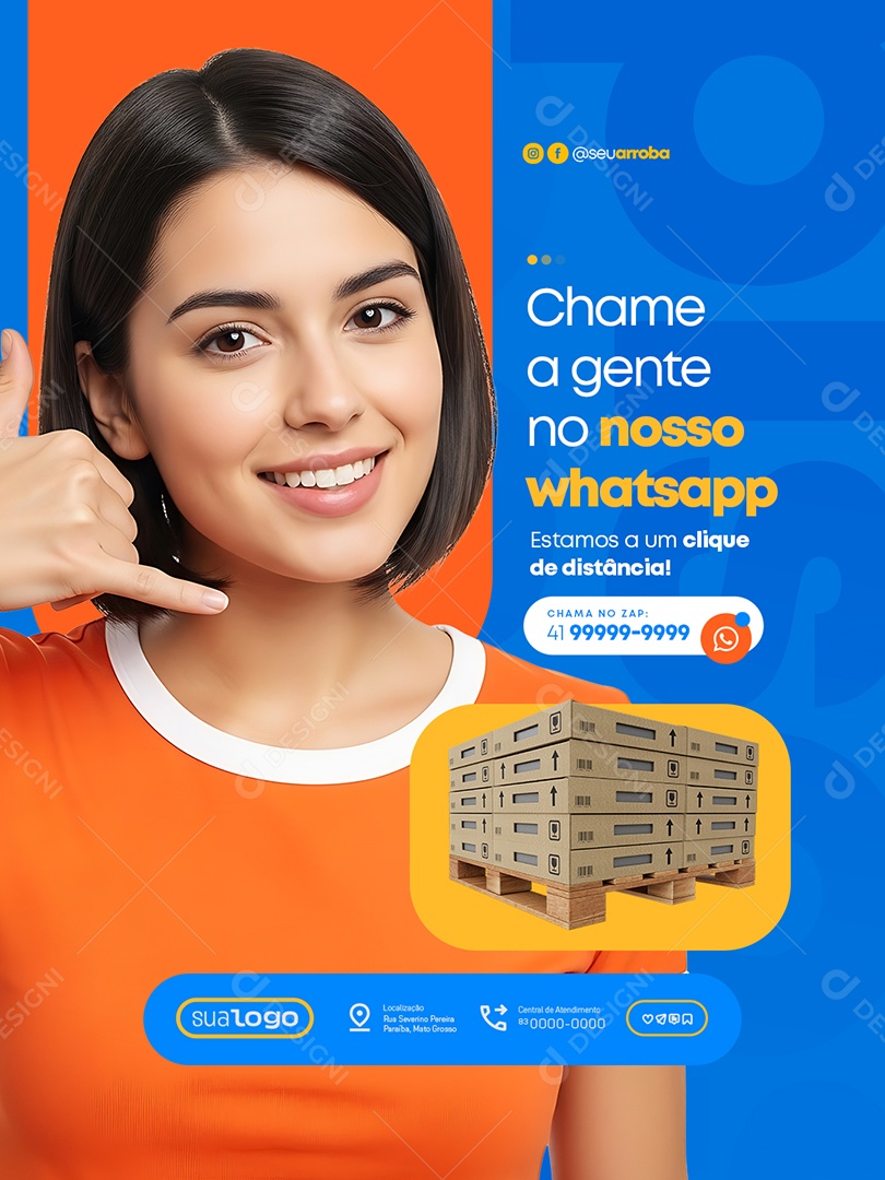 Loja de Pisos Chame a Gente no Nosso Whatsapp Social Media PSD Editável