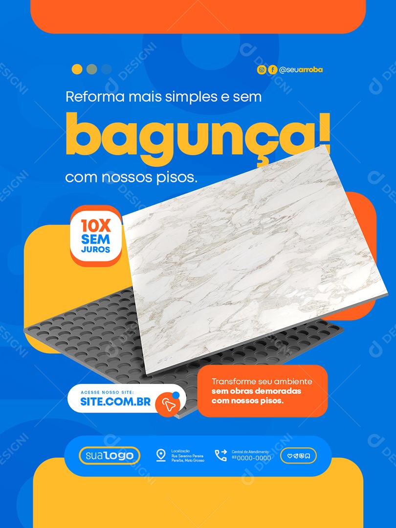 Loja de Pisos Reforma Mais Simples Social Media PSD Editável