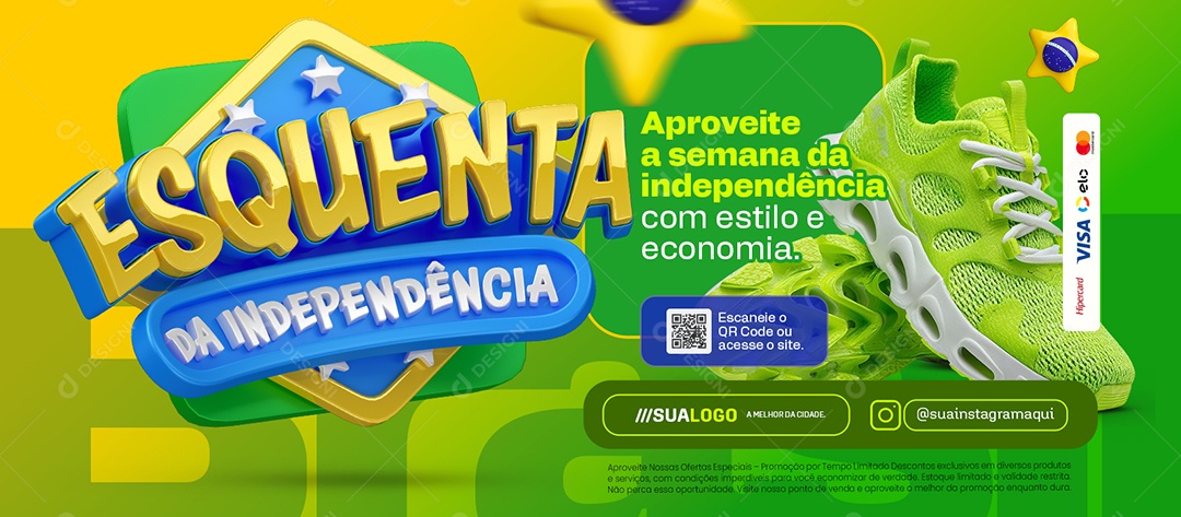 Banner Esquenta da Independência Loja de Calçados Esilo e  Economia Social Media PSD Editável