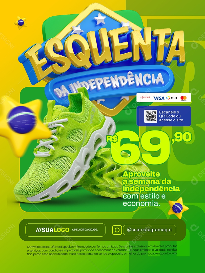 Esquenta da Independência Loja de Calçados Encarte Tênis Social Media PSD Editável