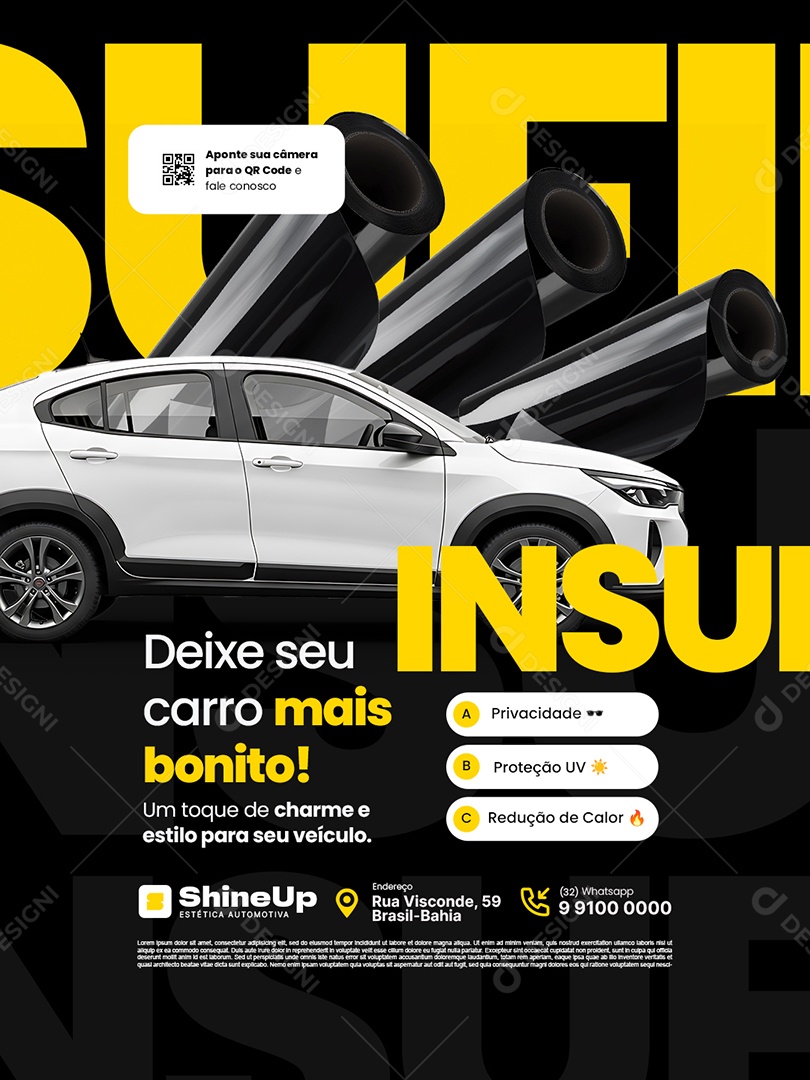 Insufilm Automotivo Deixe seu Carro Mais Bonito Social Media PSD Editável