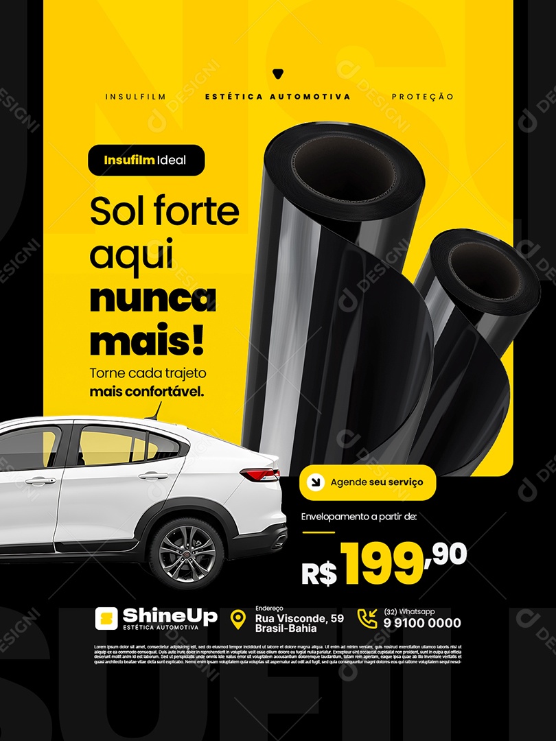 Insufilm Automotivo Sol Forte Aqui Nunca Mais Social Media PSD Editável