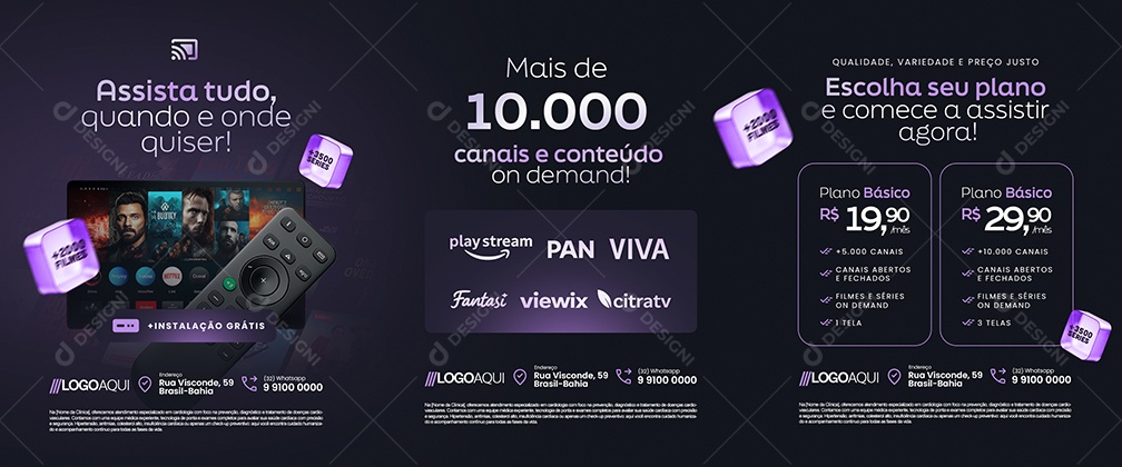 Carrossel IPTV Assista Tudo Quando e Onde Quiser Social Media PSD Editável