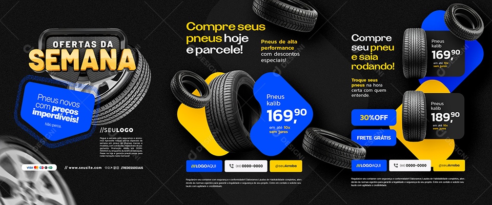 Carrossel Ofertas da Semana Pneus Novos com Preços Imperdiveís Social Media PSD Editável