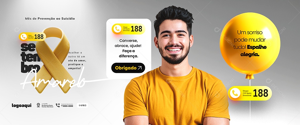 Carrossel Setembro Amarelo Converse Abrace Social Media PSD Editável