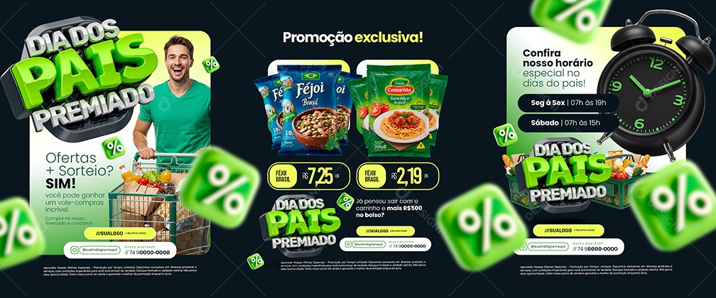 Carrossel Dia dos Pais Premiado Supermercado Promoção Exclusiva Social Media PSD Editável