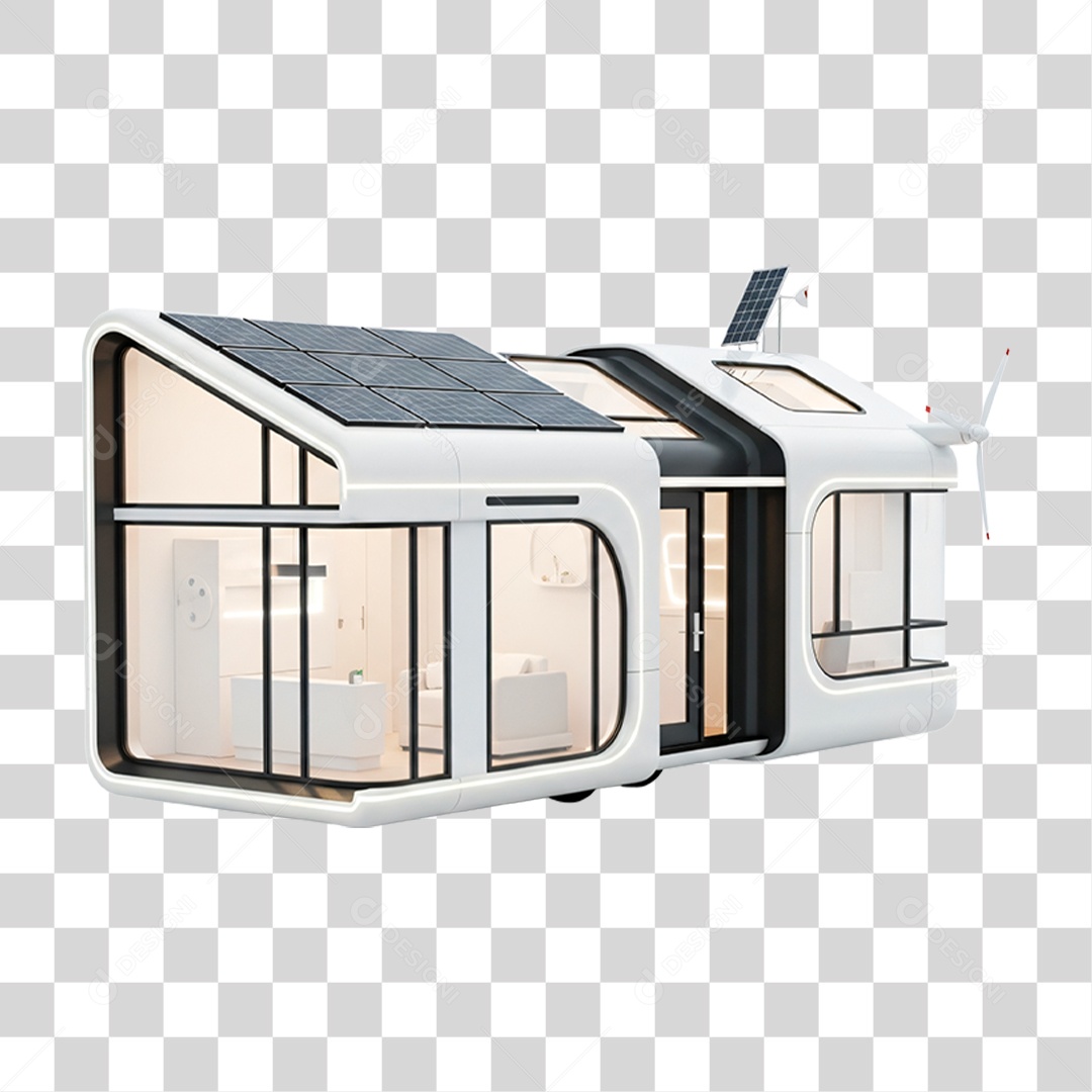 Casa Moderna com Energia Solar PNG Transparente
