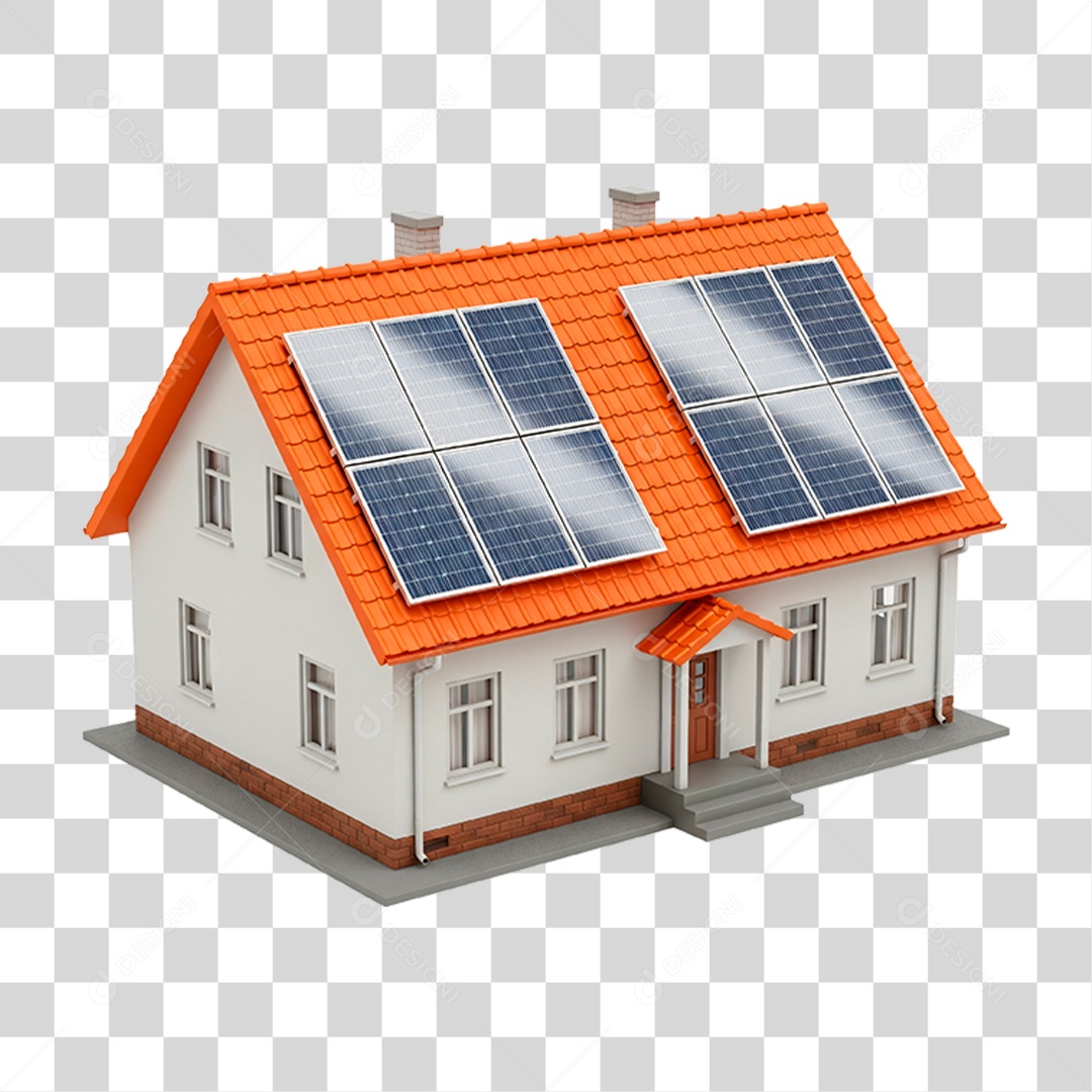 Casa Moderna com Energia Solar PNG Transparente