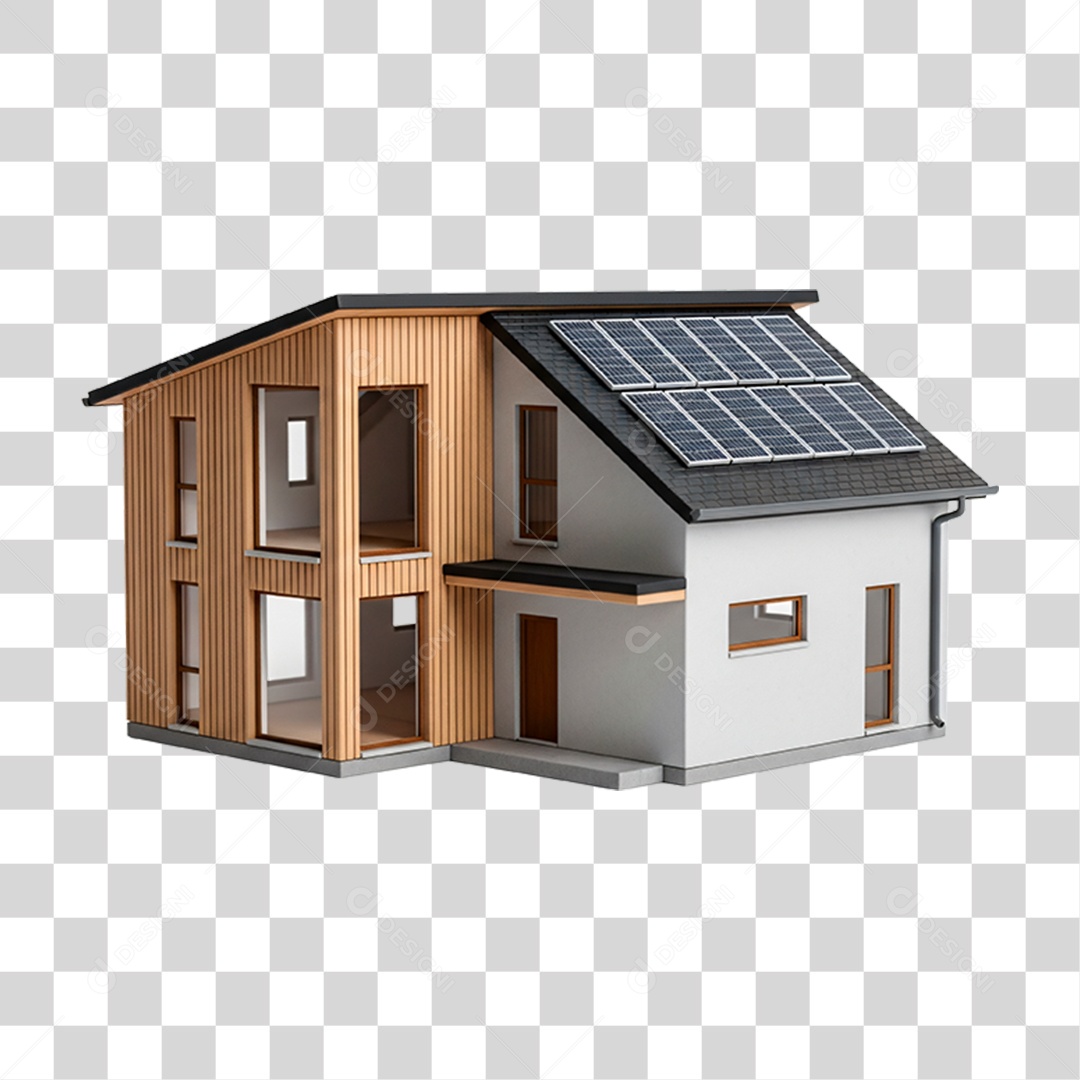 Casa Moderna com Energia Solar PNG Transparente