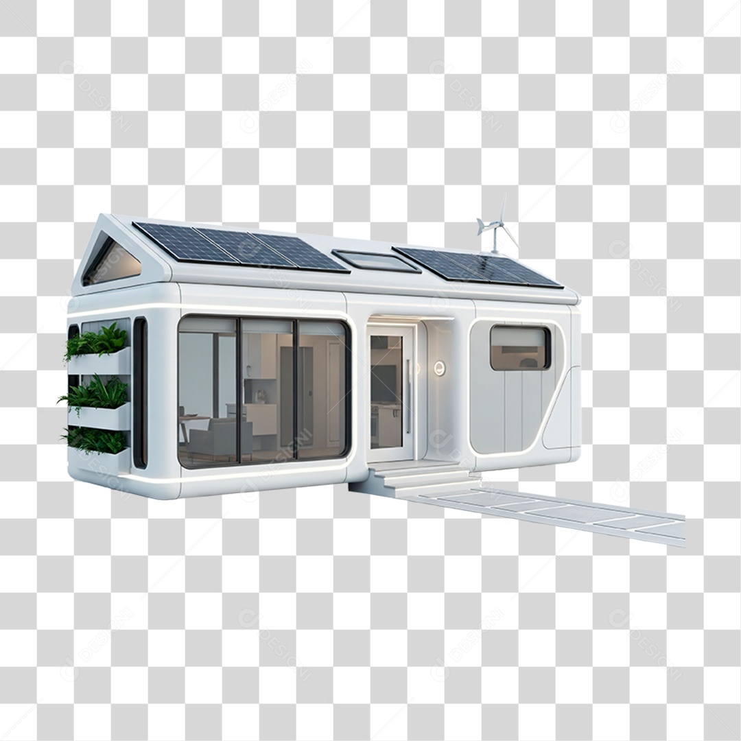 Casa Moderna com Energia Solar PNG Transparente