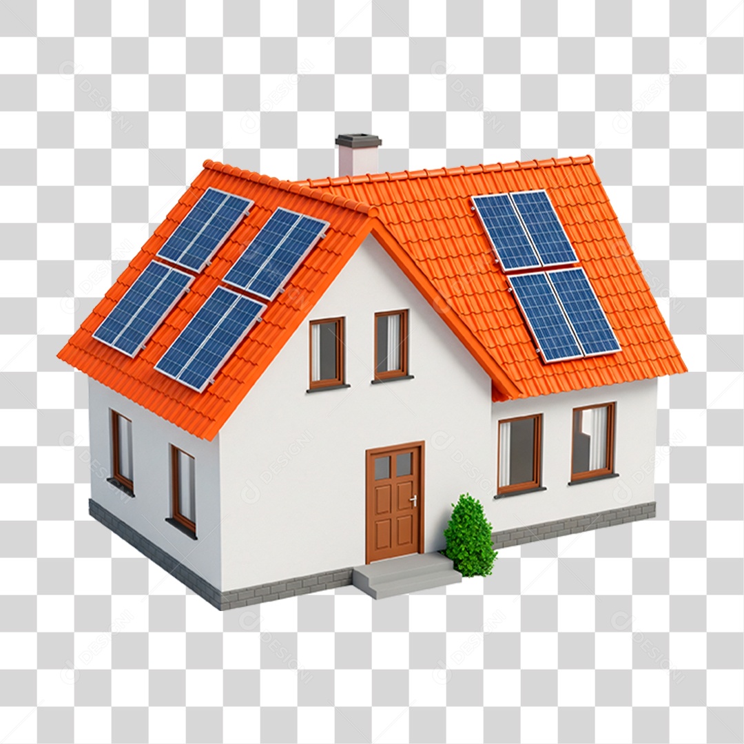 Casa Moderna com Energia Solar PNG Transparente