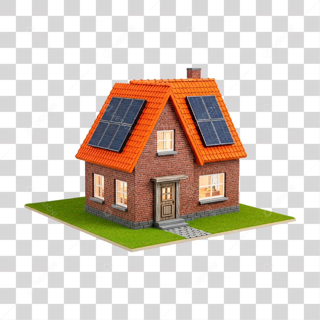 Casa Moderna com Energia Solar PNG Transparente