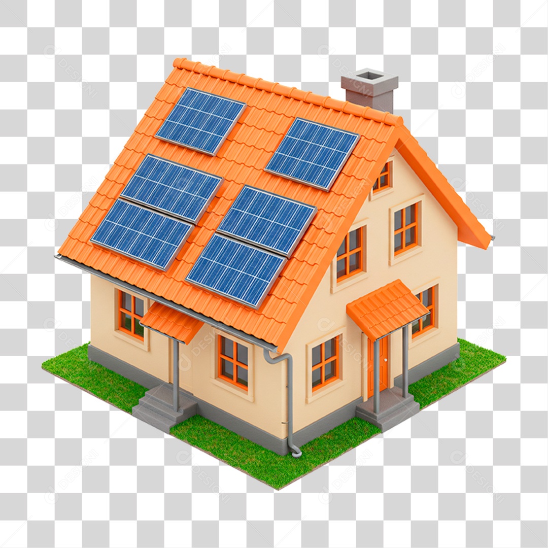 Casa Moderna com Energia Solar PNG Transparente