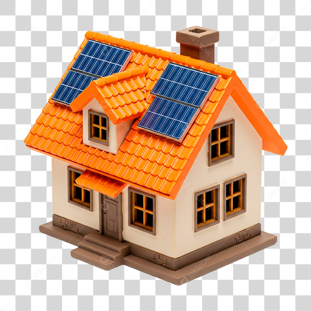 Casa Moderna com Energia Solar PNG Transparente