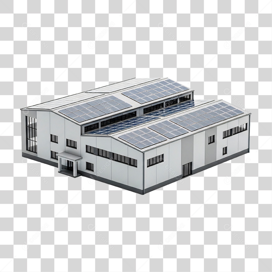 Edifício Moderno com Energia Solar PNG Transparente