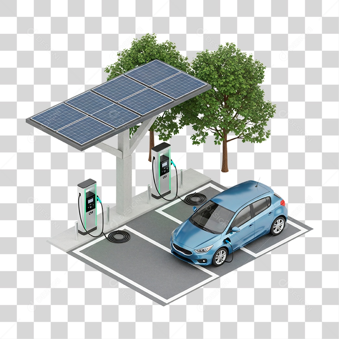 Estação de Recarga de Veículos Elétricos PNG Transparente