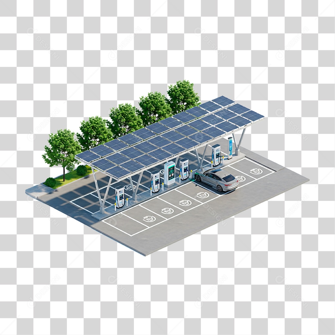 Estação de Recarga de Veículos Elétricos PNG Transparente