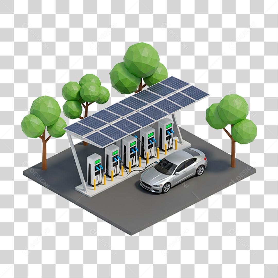 Estação de Recarga de Veículos Elétricos PNG Transparente