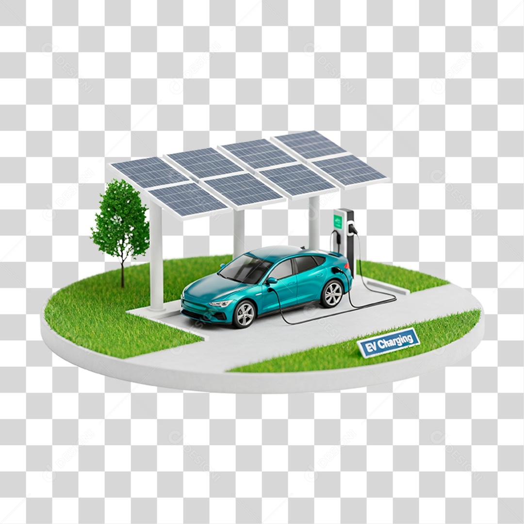 Estação de Recarga de Veículos Elétricos PNG Transparente